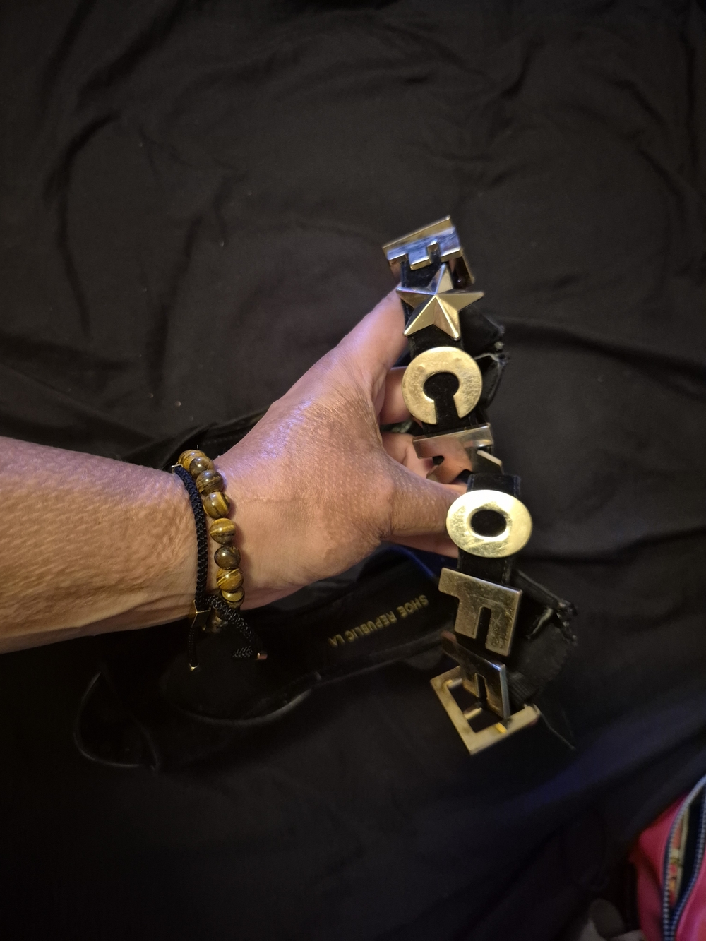 Womens Black and Gold F*CK OFF Stillettos